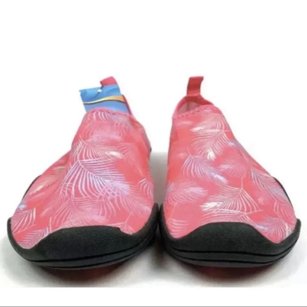 Pink Palm Leaf Pattern Swim Water Shoes sz. 8.5 (39)